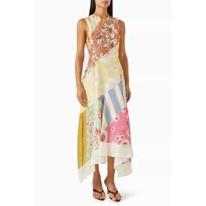 NEW ANTIPODEAN lovers lane asymmetrical flared dress in multifloral